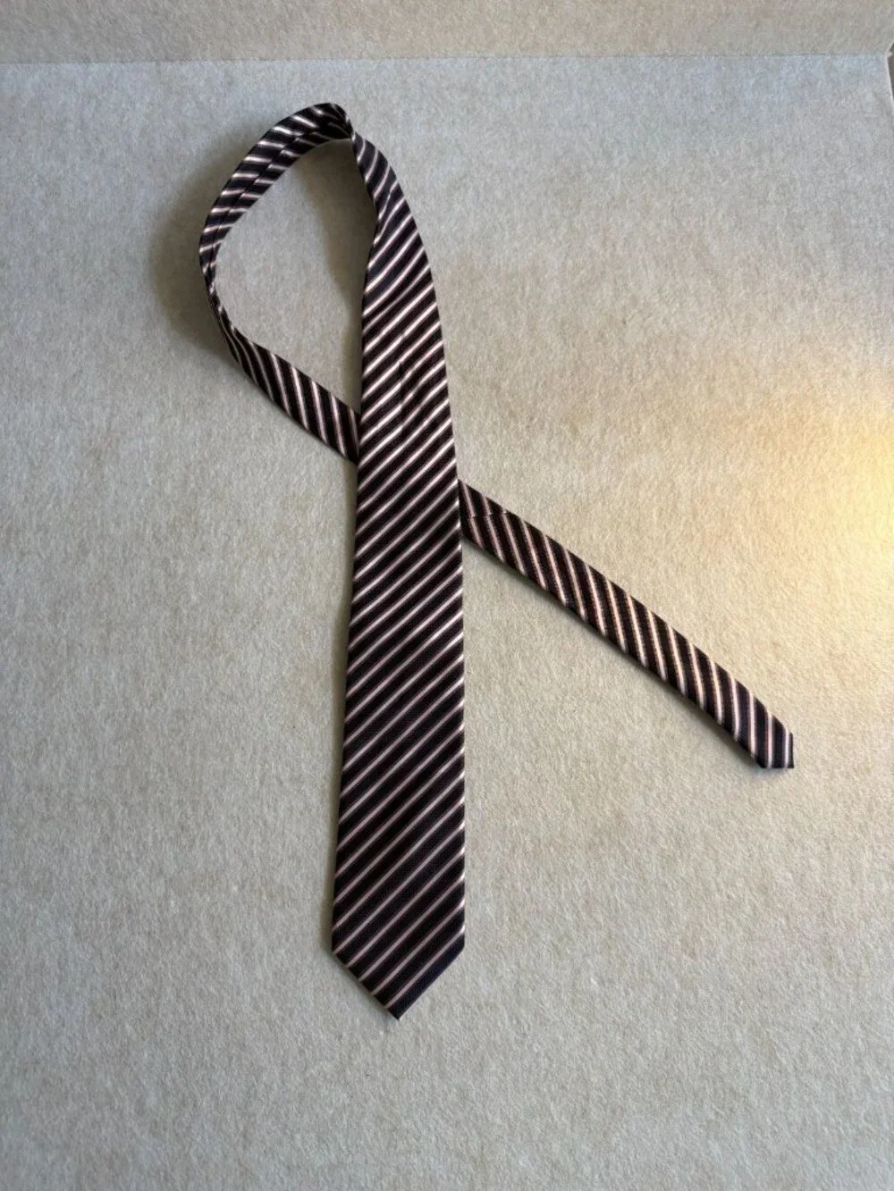 Alexander Julian Colours Tie Navy Pink Stripe Classic 3.5” Silk Blend 1016